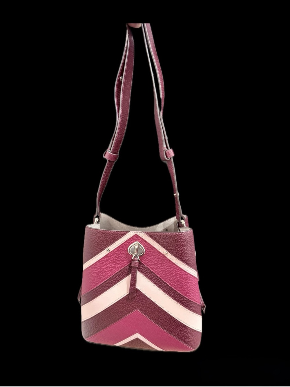 kate spade Chevron Pebbled Leather Crossbody - Berry, Blush & Wine
